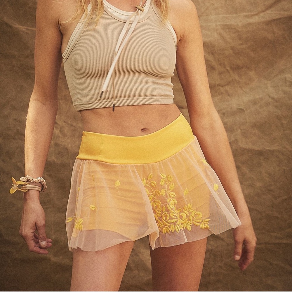 Free People Ribbon Embroidery Skort